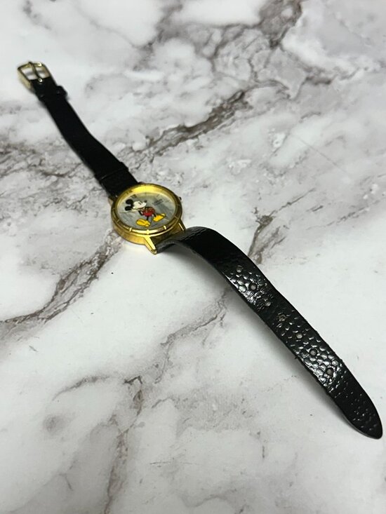 Vintage Lorus Disney Mickey Mouse Watch Women Black Band JV811-1410 New Battery main image 9